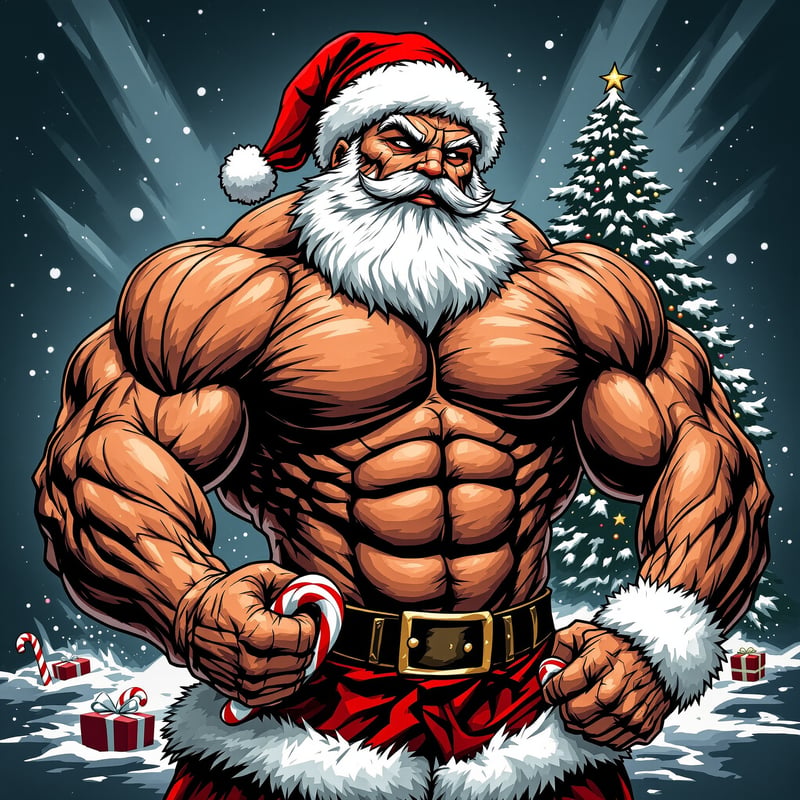 Buff Santa with Candy-Cane Weights