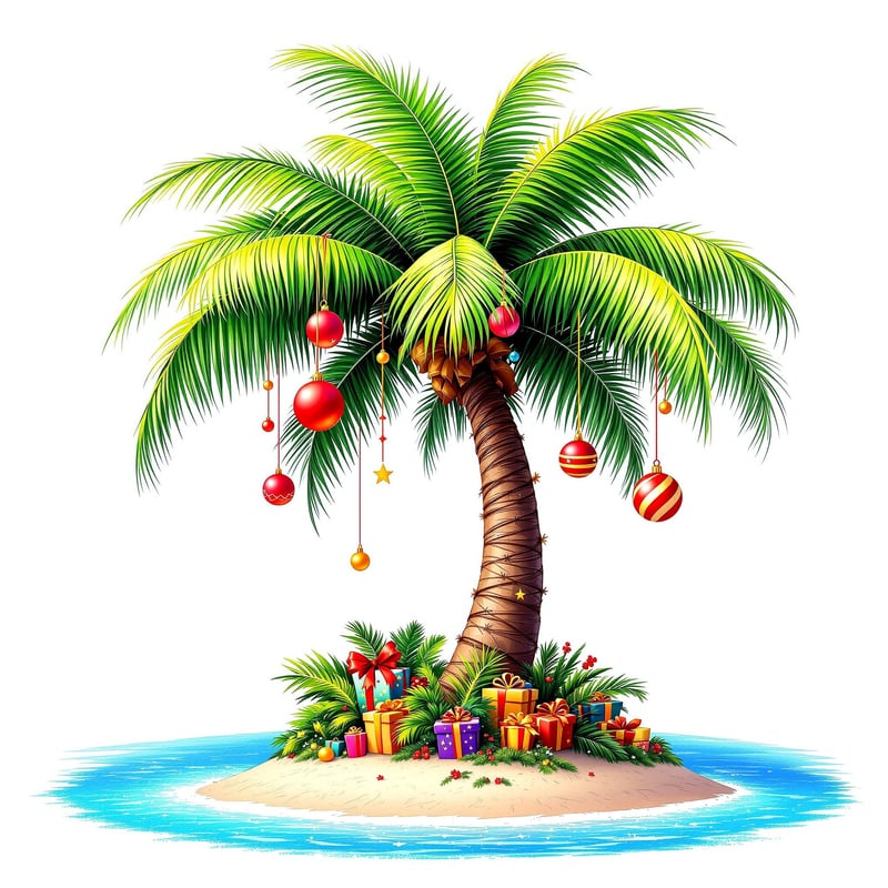 Colorful Palm Tree with Christmas Decor