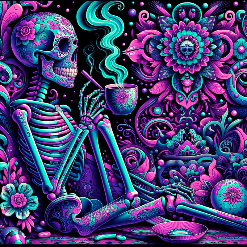 Day of the Dead Skeleton with Coffee