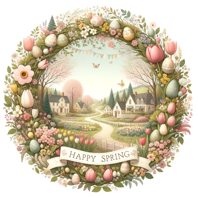 Spring Village Circular Wall Art