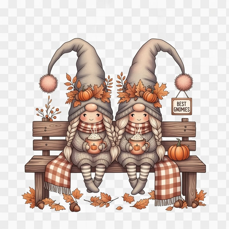 Cozy Fall Gnomies Hand-Drawn Illustration