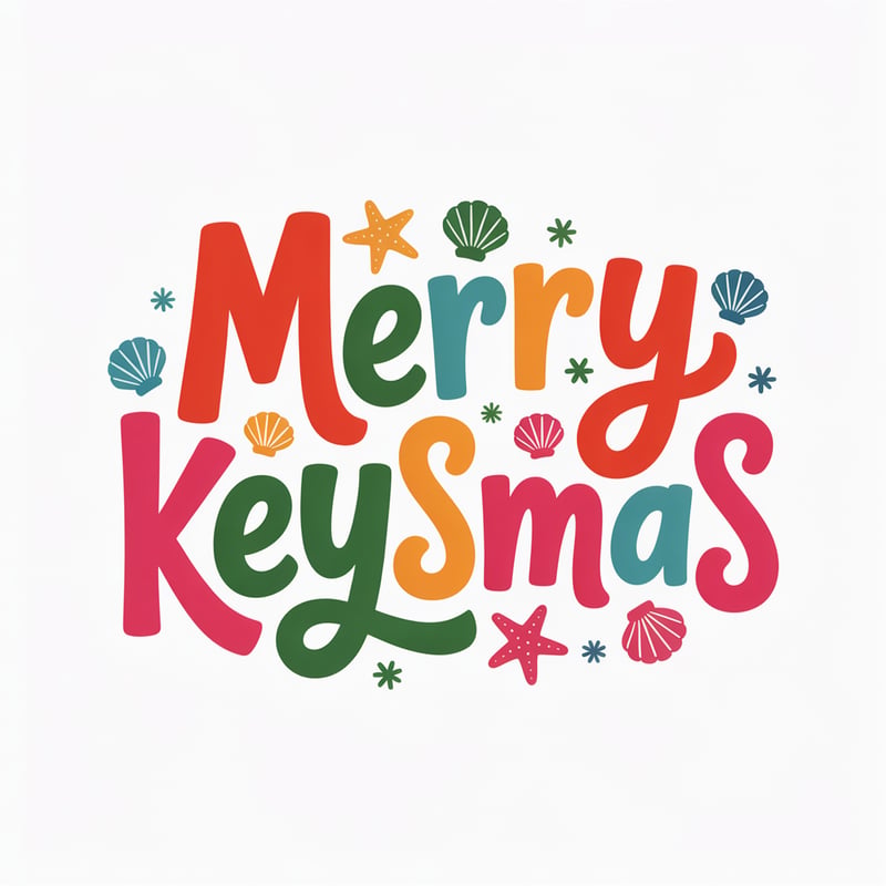 Merry Keysmas Cartoon Hand Lettering