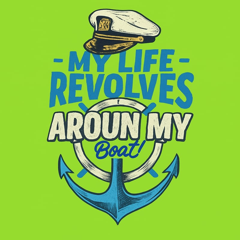 Neon Green Boat Life Phrase
