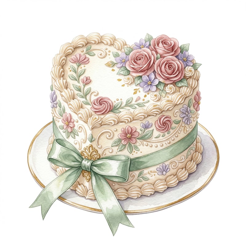 Watercolor Mini Heart-Shaped Cake