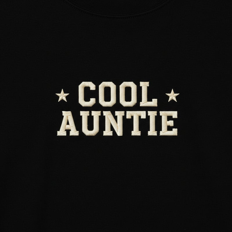 Cool Auntie Embroidered T-Shirt Design