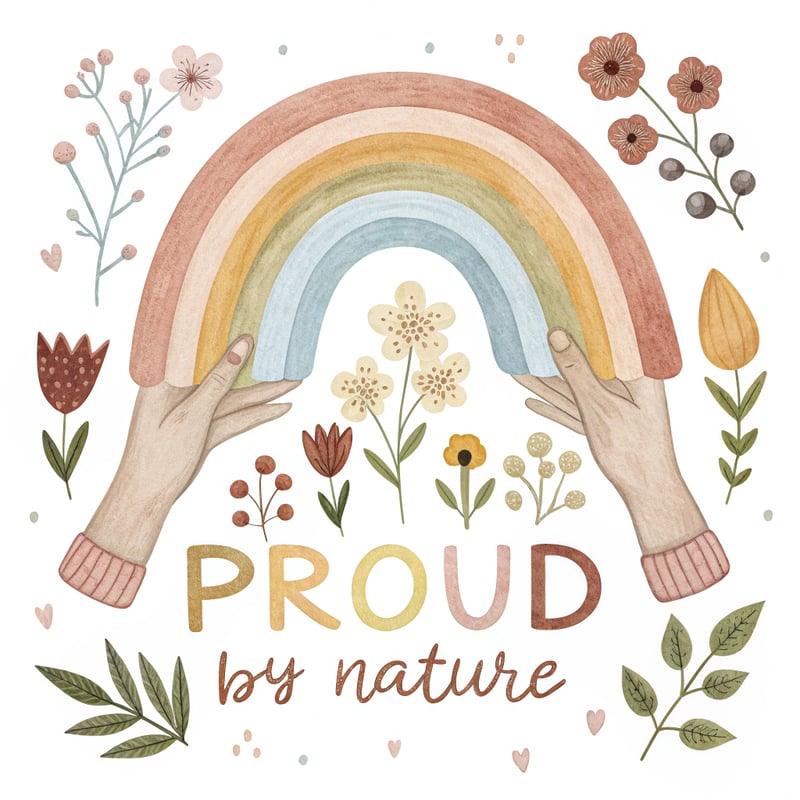 Watercolor Hands Holding Rainbow Arch