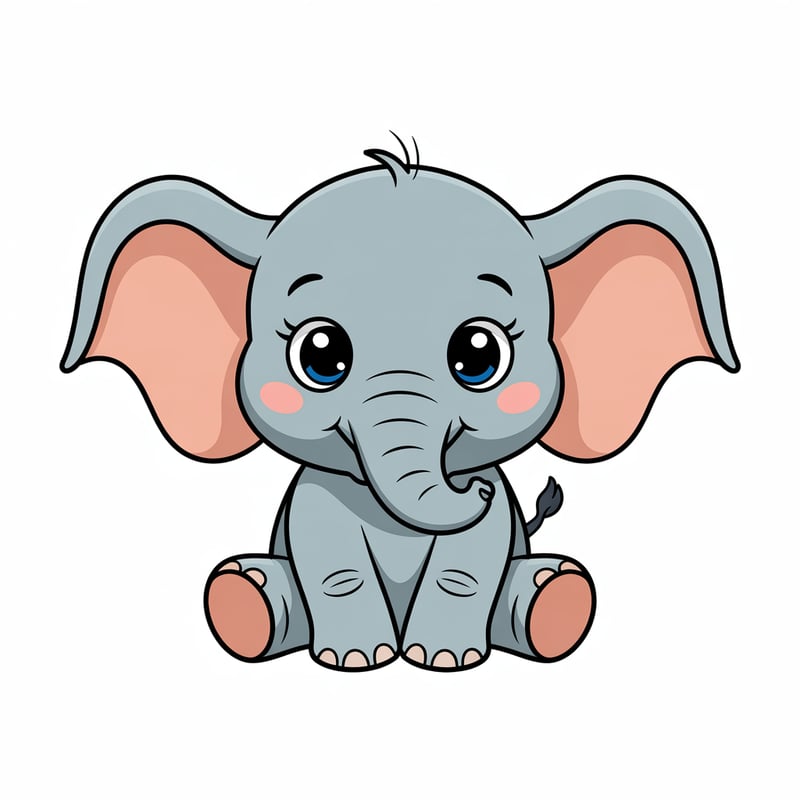 Cute Animated Baby Elephant Art