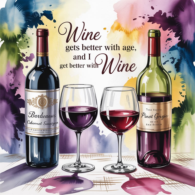 Watercolor Illustration of Wine Bottles