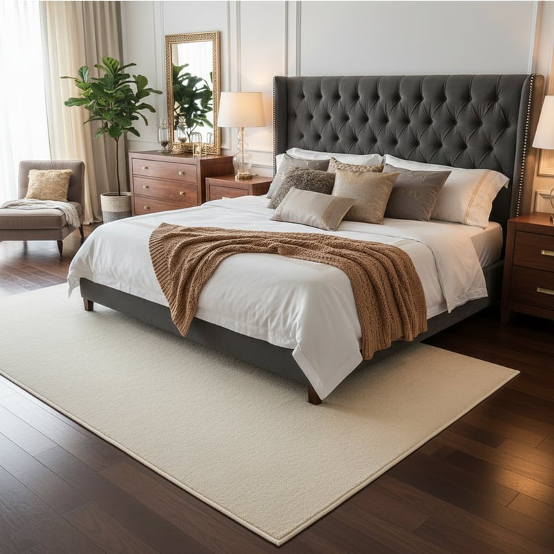 Luxury Bedroom Rectangle Rug Mockup