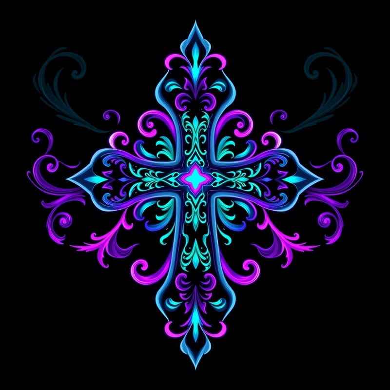 Symmetrical Fantasy Cross Illustration