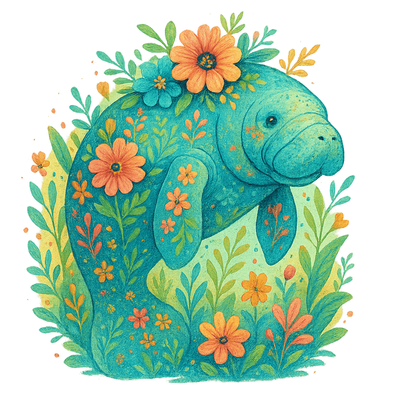Boho Floral Marine Animal Illustrations
