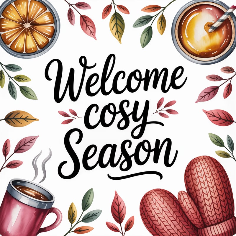 Welcome Cosy Season Watercolor Art
