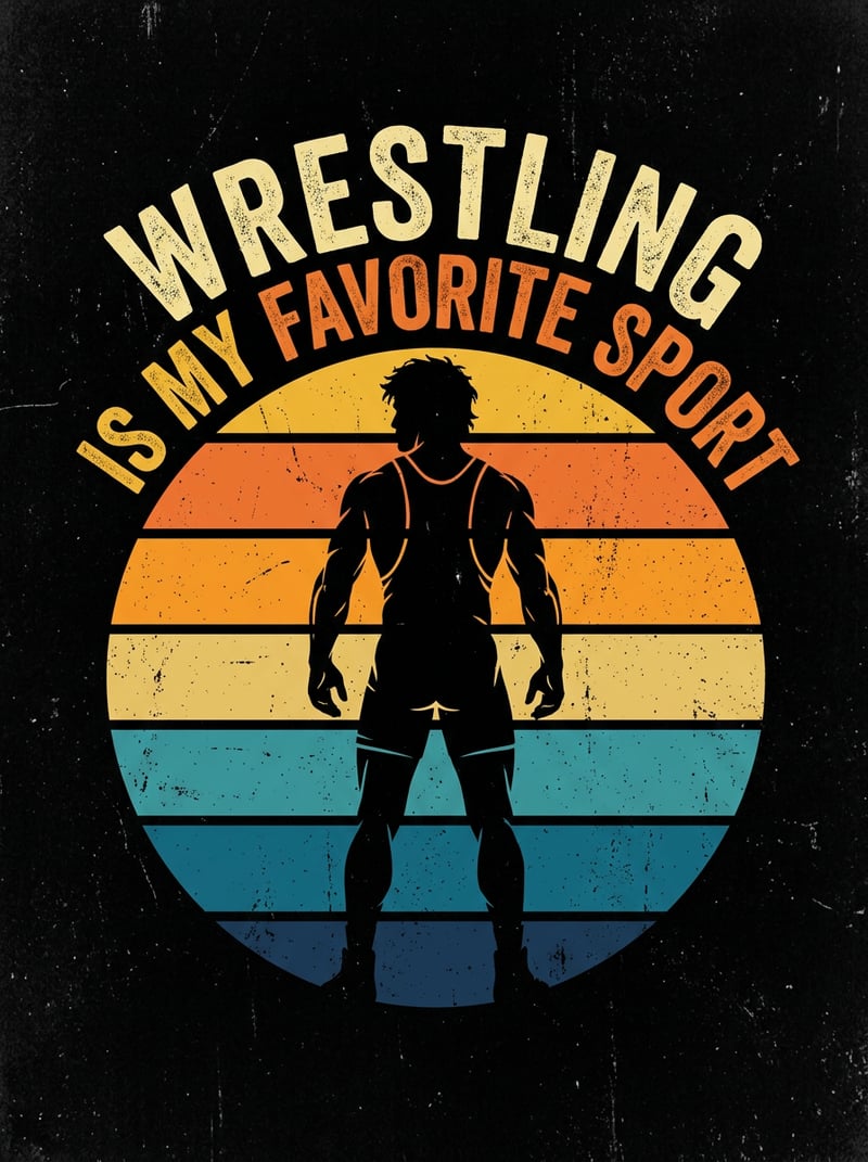 Vintage Wrestler Silhouette Design