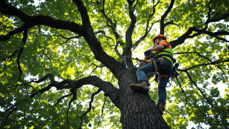 Urban Arborist Climbing Oak Tree