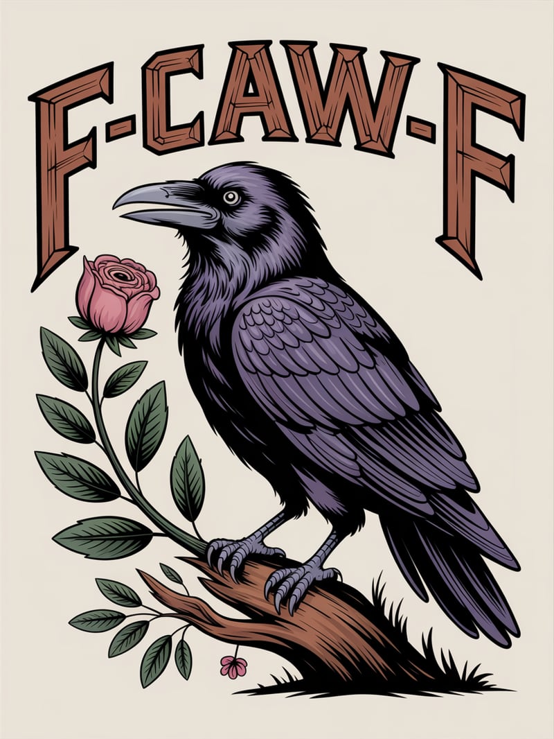 Raven with Earthy Brown Text