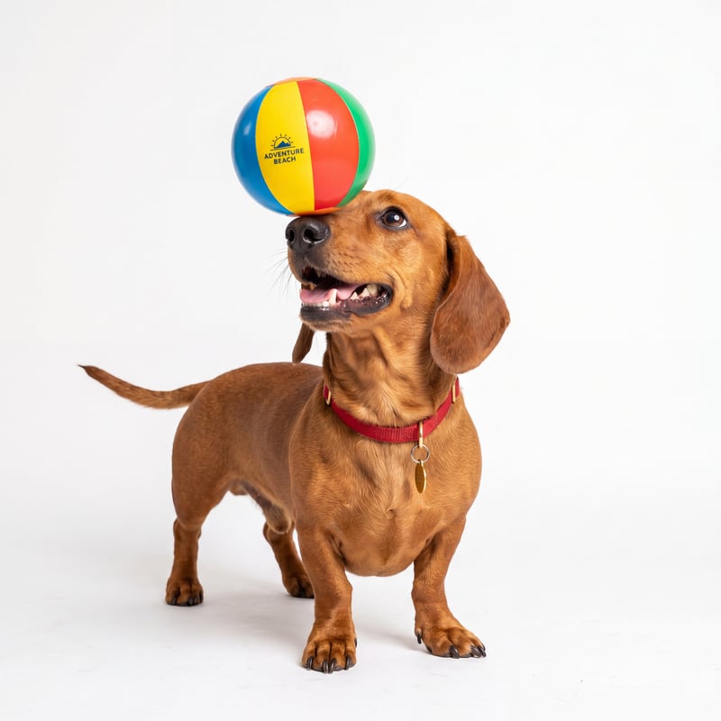 Dachshund Balancing Beach Ball