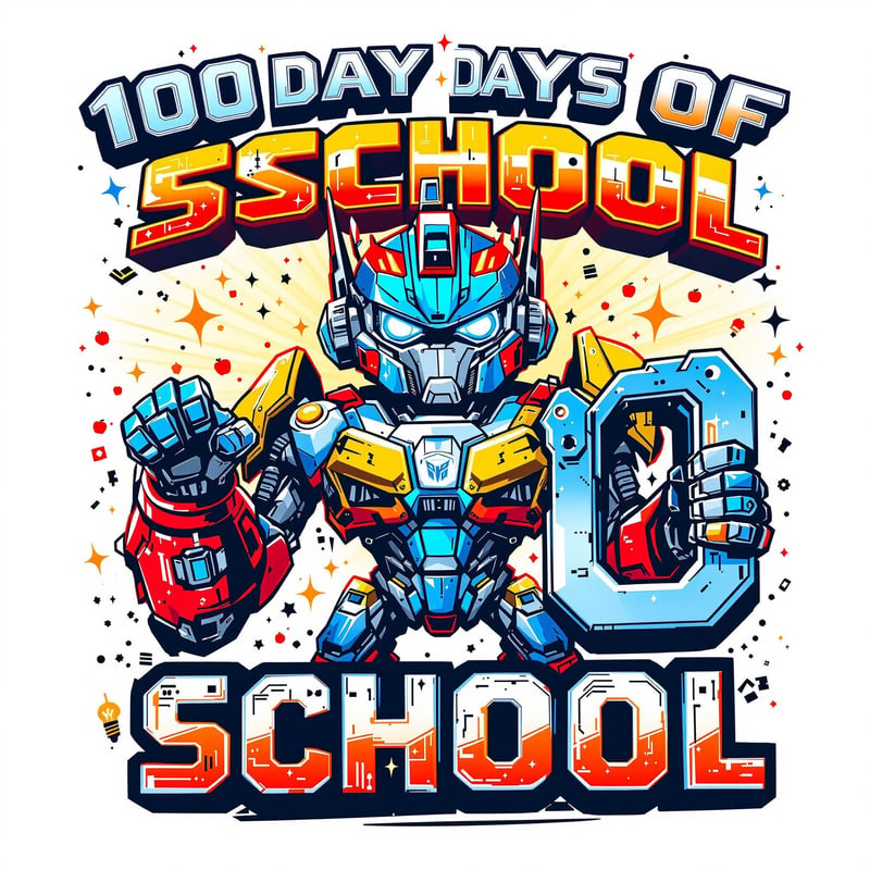 Futuristic Robot 100 Days of School Tee