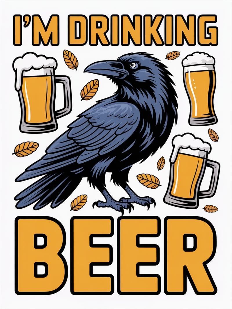 Raven with Beer Theme
