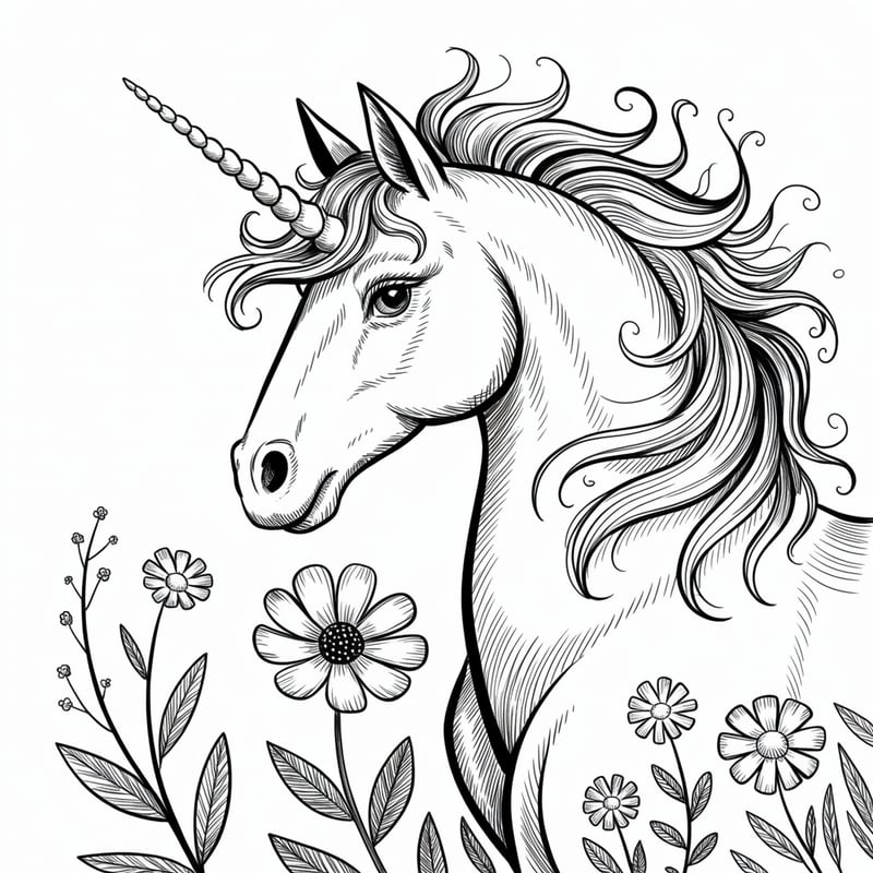 Black and White Unicorn Illustration
