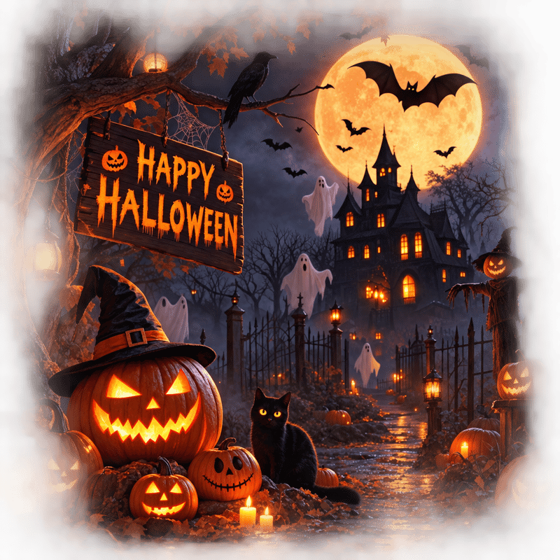 Spooky Halloween Night Scene