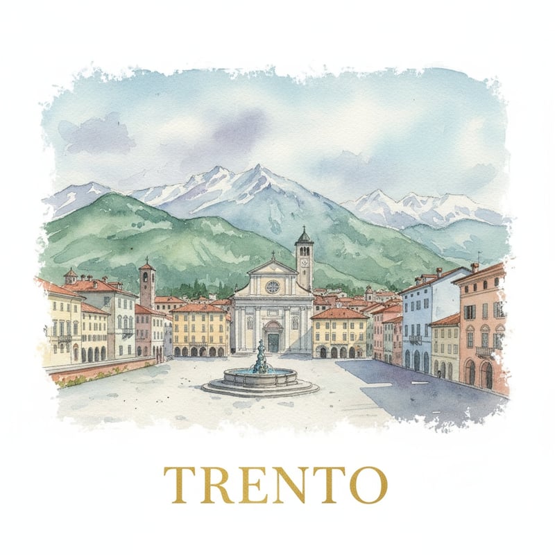 Watercolor Painting of Trento