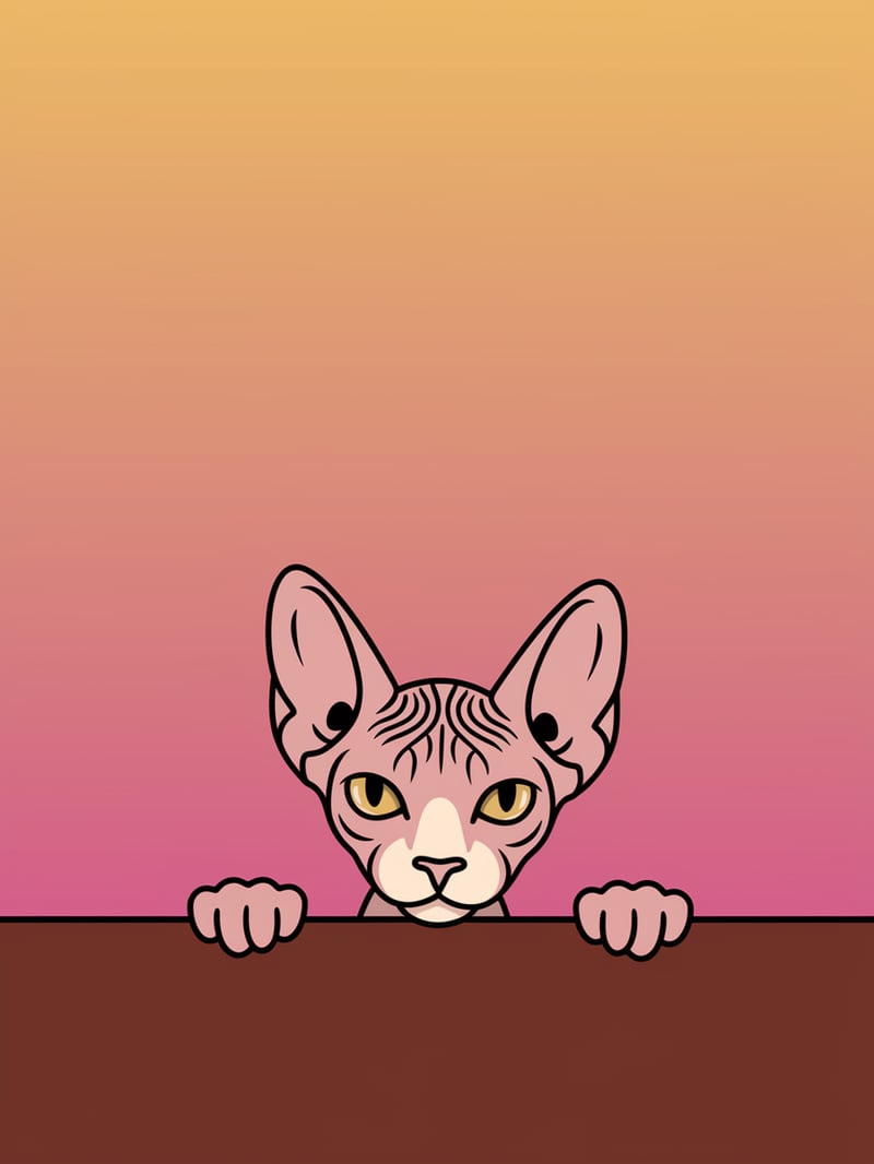Minimalist Sphynx Cat Illustration