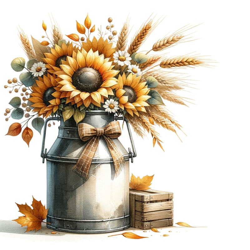 Watercolor Farmhouse Milk Can Art
