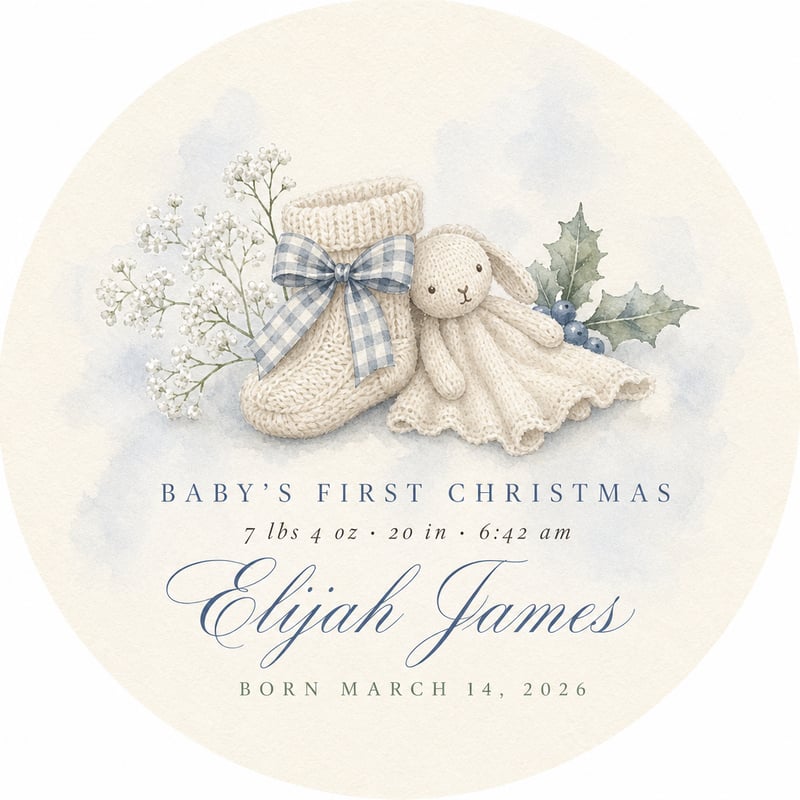 Watercolor Baby's First Christmas Ornament