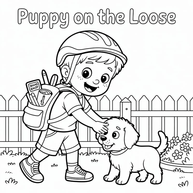 Noah and Puppy Coloring Page