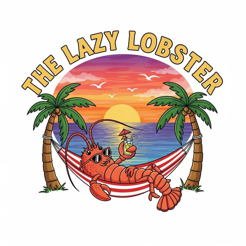 Lazy Lobster Tropical T-Shirt Design