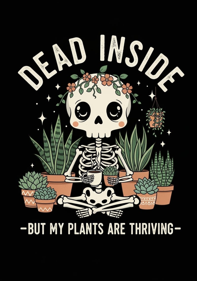 Gothic Cottagecore Skeleton T-Shirt Design