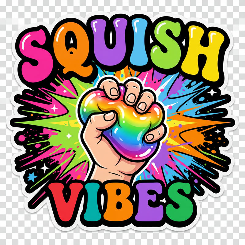 Colorful Squish Vibes Typography Sticker