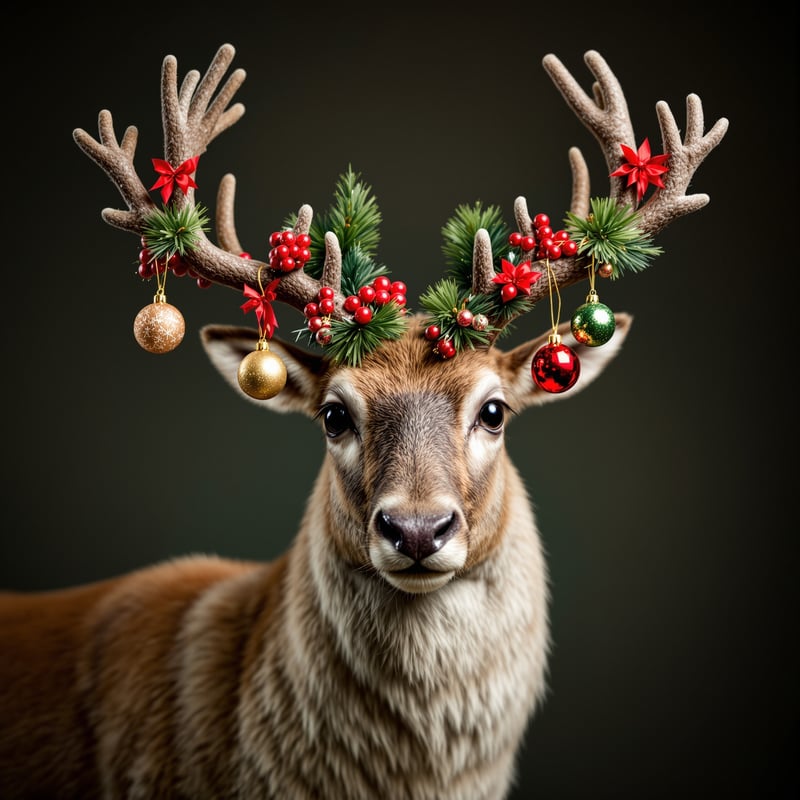 Reindeer with Christmas Decorations
