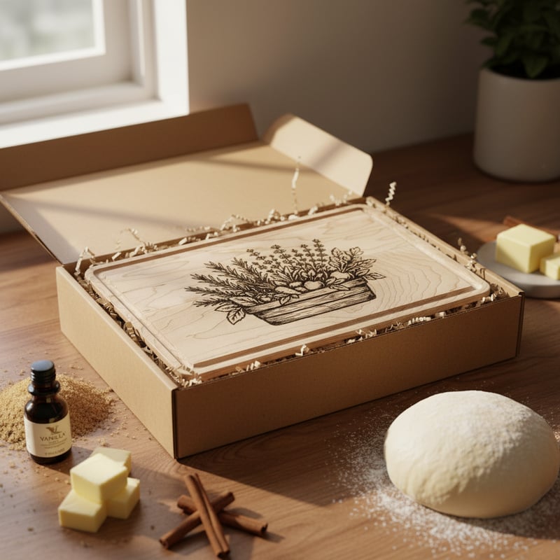 Engraved Baking Board Gift Box Mockup