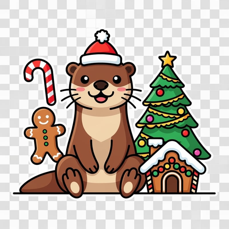 Happy Christmas Cartoon Otter