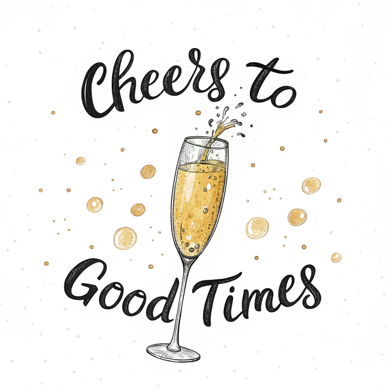 Watercolor Champagne Flute with Cheers Text