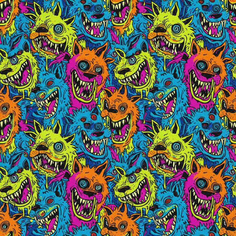 Grotesque Cartoon Dog Pattern