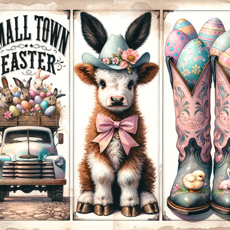 Vintage Easter Watercolor Collage