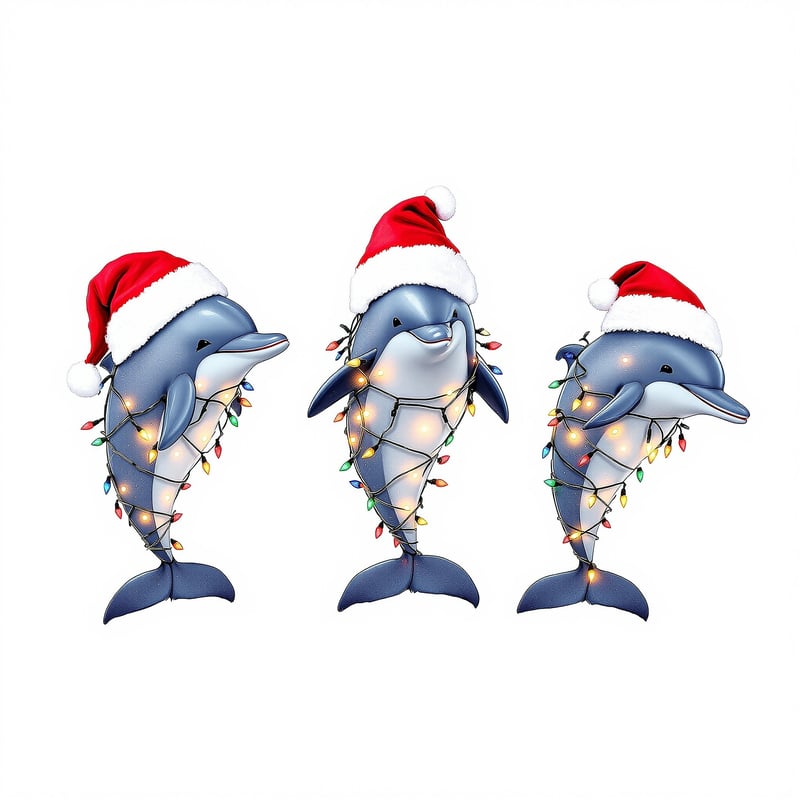 Boho Dolphins with Christmas Lights