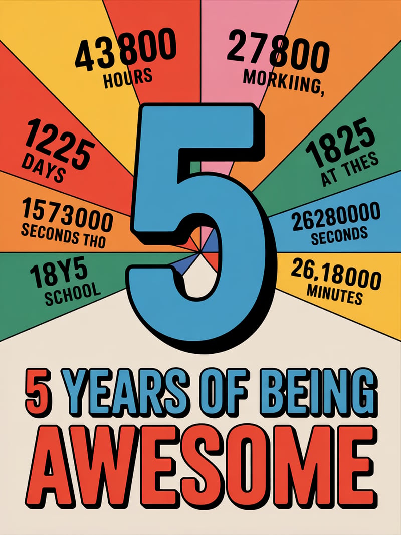 Colorful Time Passage Design with Number 5