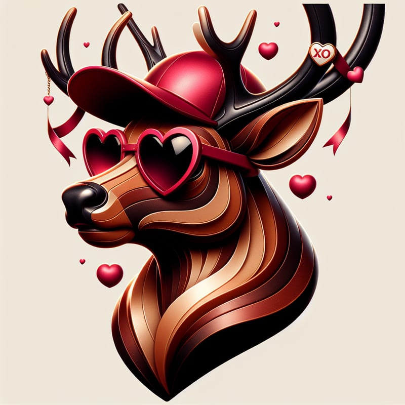 Stylized Reindeer with Heart Sunglasses
