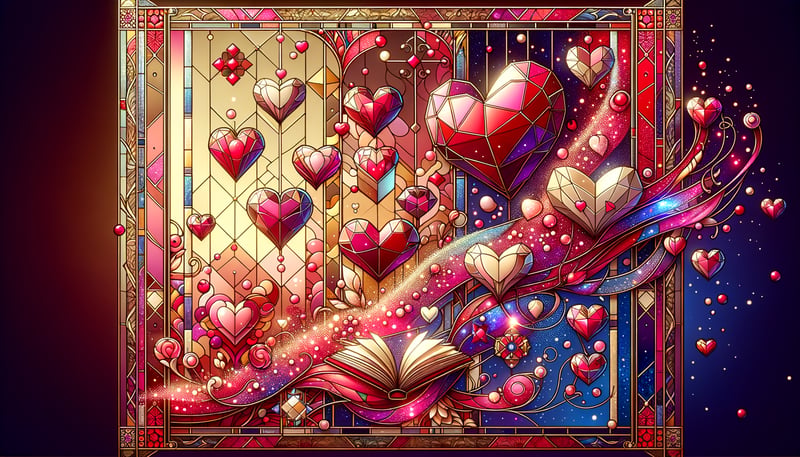 Whimsical Stained Glass Hearts & Books