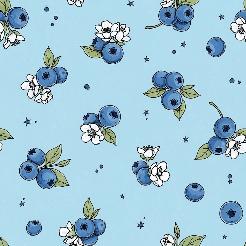 Hand-Drawn Blueberries Pattern