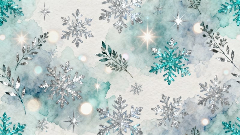 Icy Silver Turquoise Snowflake Design
