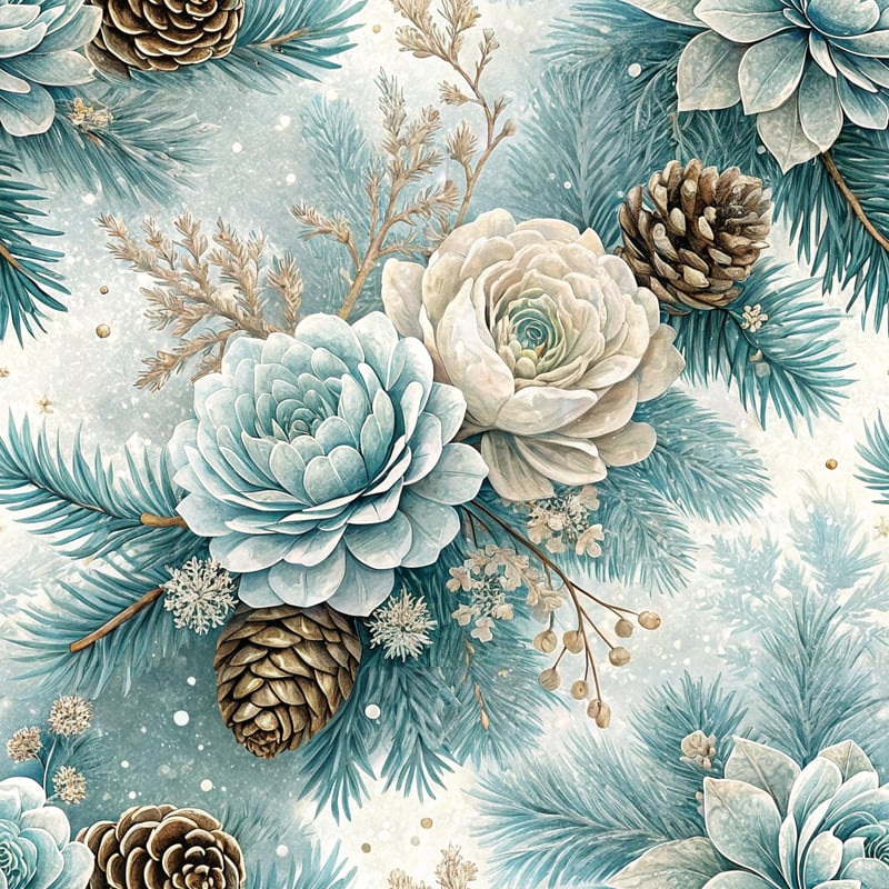 Delicate Winter 3D Floral Pattern
