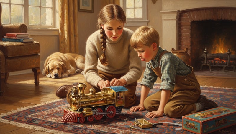 Rockwell Style Oil Painting Siblings
