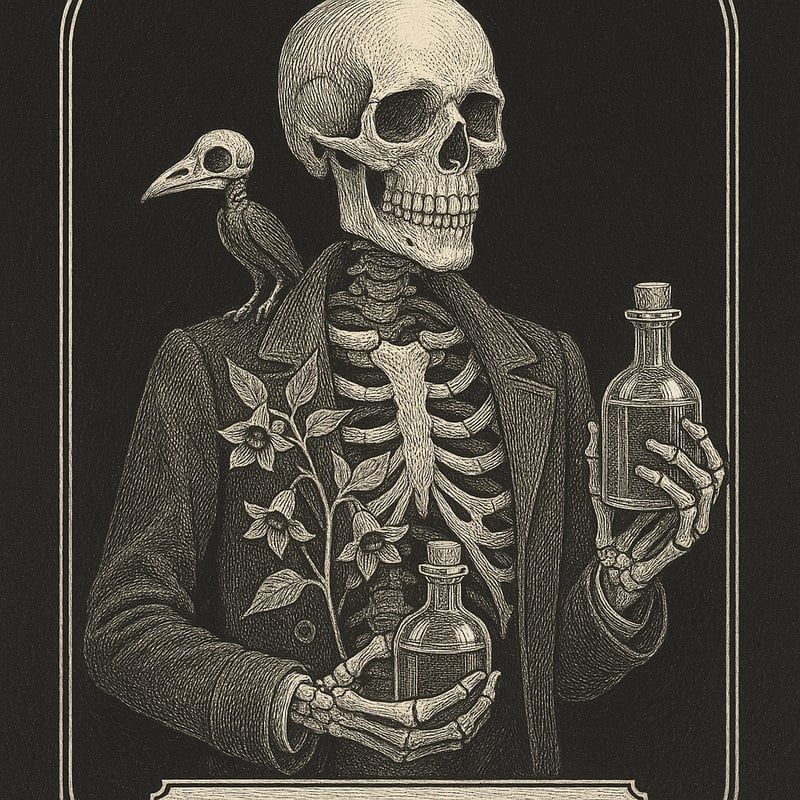 Victorian Skeleton with Potion Bottles
