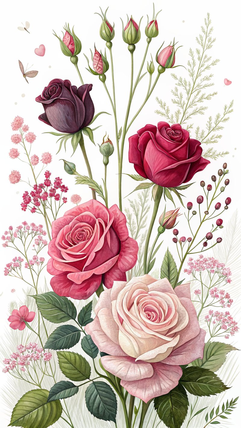 Vivid Symmetrical Rose Illustration