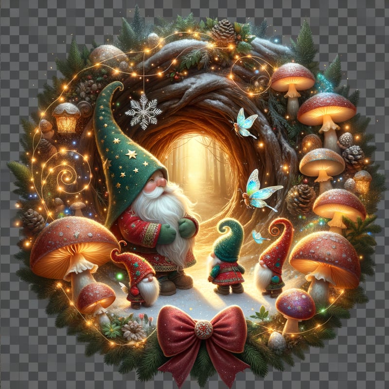 Magical Christmas Gnome Woodland Scene