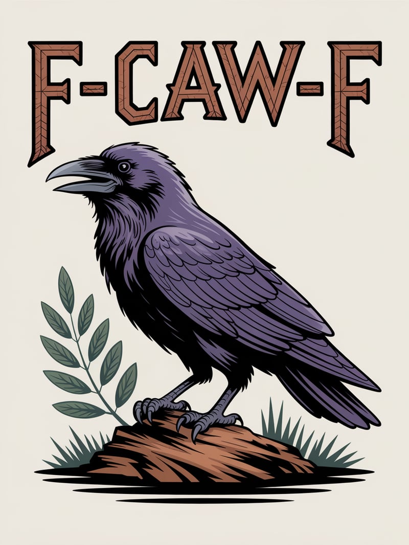 Raven with Text F-CAW-F